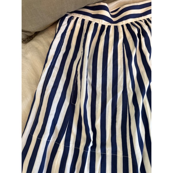 Eva Mendes Striped Maxi Skirt XL Navy White Flowy Tassel Tie Waist - Picture 2 of 7